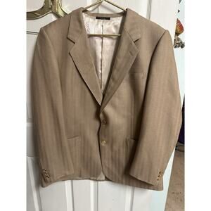 Vntg 70s Suit Blazer Men Bartolini Wool Silk Cashmere Tan Brown Japan Gold 44r